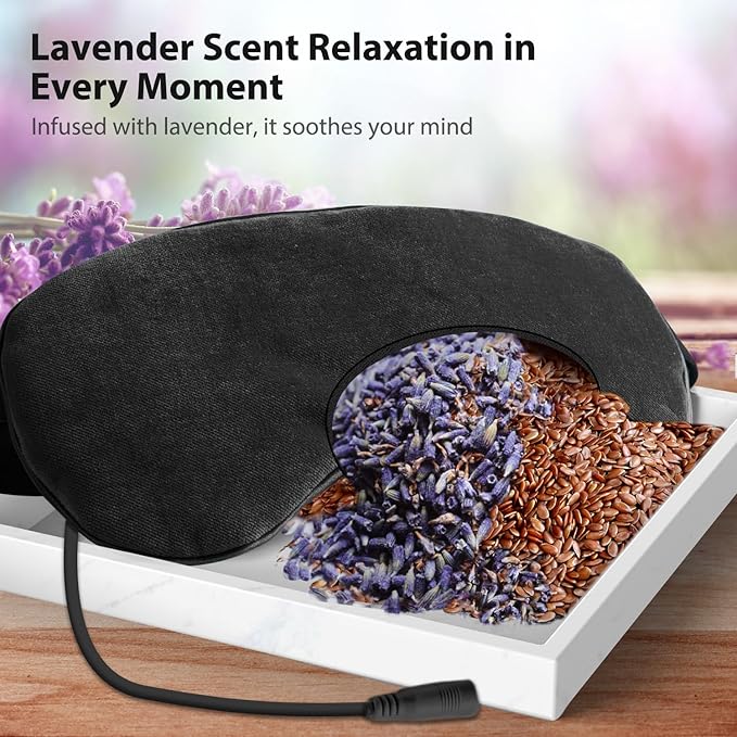 Ezona Heated Eye Mask, Warm Eye Compress Mask, USB Electric Eye Heating Pad with Temperature & Timer Control, Dry Eye Mask for Dry Eyes Blepharitis Sinus Migraine Stye MGD Puffiness Black