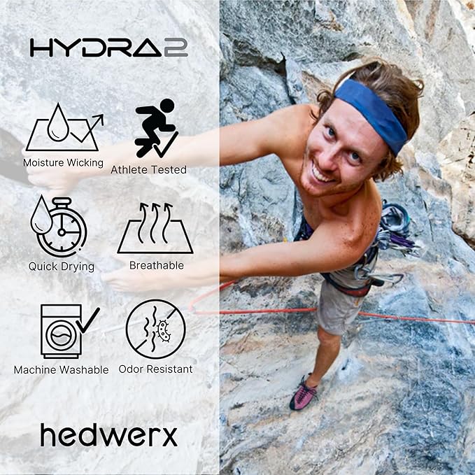 Hydra2 Headbands for Women & Men | Sweat Diverting, Hair Bands for Athletes, Gym, Cycling & Fitness | Flatweave