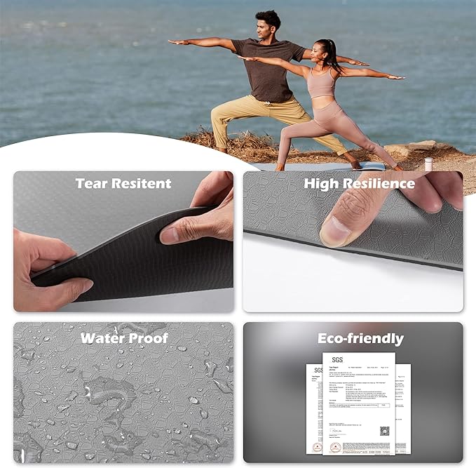 Yoga Mat Non Slip, Pilates Fitness Mats, Eco Friendly, Anti-Tear 1/4" Thick Yoga Mats for Women, Exercise Mats for Home Workout with Carrying Sling and Storage Bag