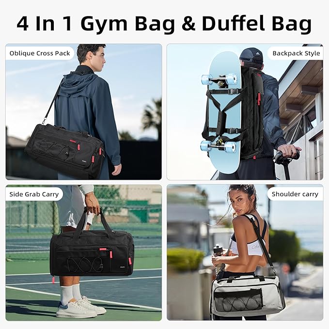 CLUCI Gym Bag for Men & Women, 35L Sports Duffle Bag for Travel,4 in 1 Weekender Bag,Overnight Backpack with Shoe Compartment,Carry on Duffel Bag for Airplane