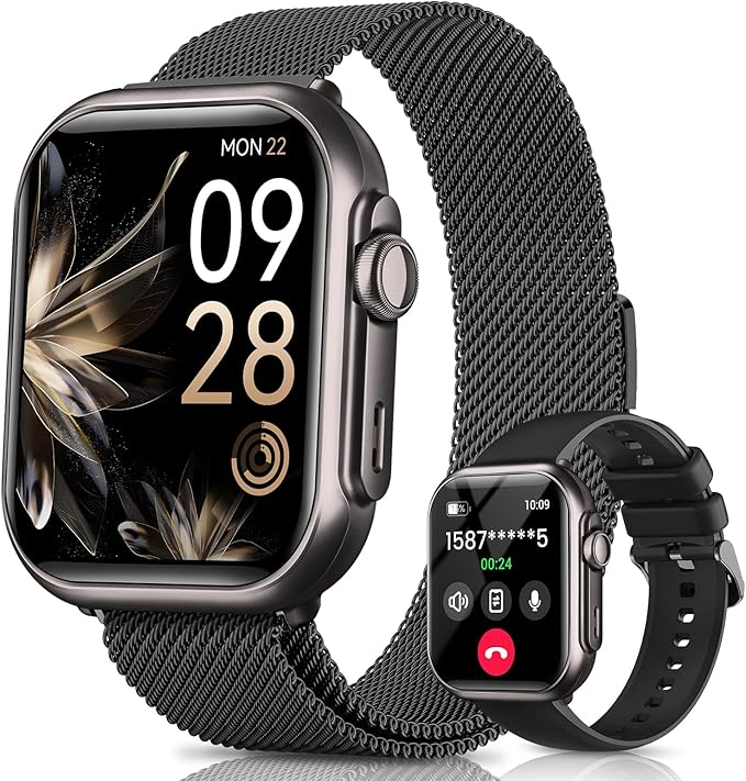 Smart Watches for Women Reloj Mujer: Smartwatch with 30Day Battery Life SpO2 Sleep Heart Rate Monitor, Bluetooth Calls, 120 Sport Modes IP68 Waterproof Fitness Tracker watch for Android iPhone 2Bands