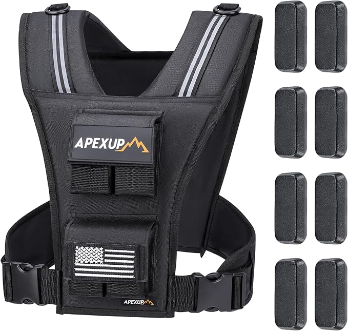 APEXUP Adjustable Weighted Vest Men 20lbs/30lbs/40lbs Weights with Reflective Stripe, Weight Vest Woman Workout Vest for Strength Training Running Walking