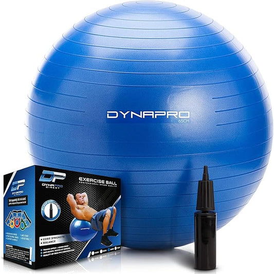 DYNAPRO Exercise Ball Extra Thick Eco-Friendly & Anti-Burst Material Supports over 2200lbs, Stability Ball for Home, Yoga, Gym, Birthing, Physio, Swiss, Physical Therapy or Pregnancy