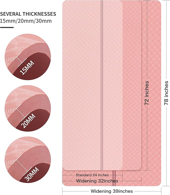 nuveti Large Exercise Mat - 15mm/20mm/30mm Thick Yoga Mat | Workout Mat for Fitness, Yoga, Pilates, Stretching & Floor Exercises for Women & Men with Free Carrying Bag