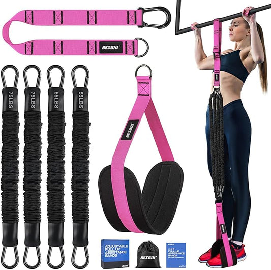Pull Up Assistance Bands 260lbs, Heavy Pull Up Bands Resistance Bands for Pull Ups Working Out with Feet Rest, Pull Up Bar Bands Assistance Bands Strength Training Workout Equipment, Height Adjustable
