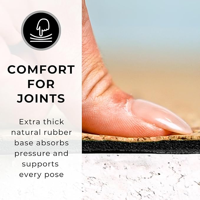 Ultimate Cork Yoga Mat – Non-Slip Ultra-Premium Cork | Thicker, Longer & Wider for Extra Comfort | 100% Natural Grip & Eco Friendly | Optional Alignment Lines | For Yoga, Bikram & Hot Yoga