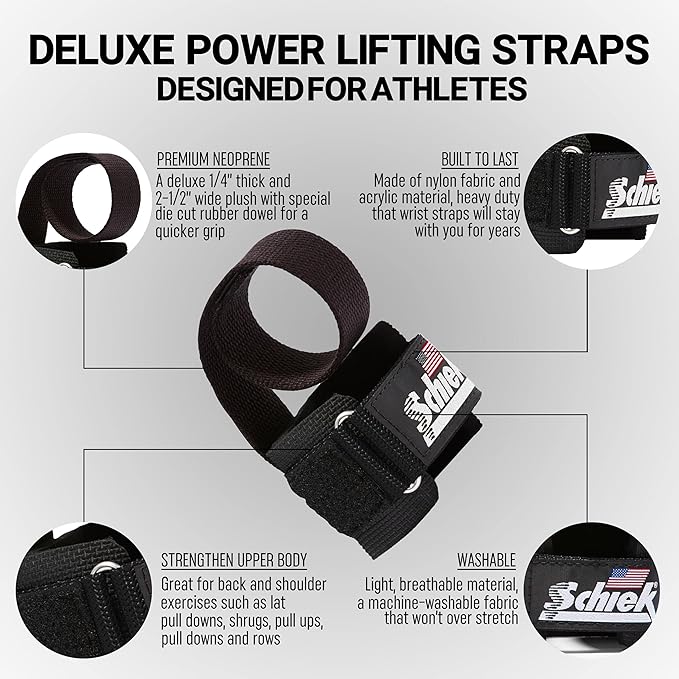 Schiek Sports 1000-PLS Deluxe Power Lifting Wrist Straps - Weight Lifting Wrist Wraps