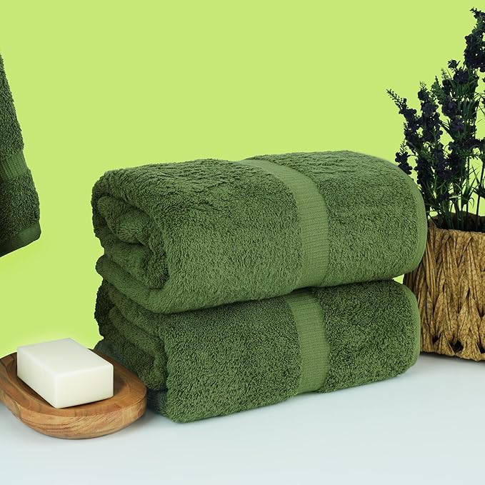 Chakir Turkish Linens, 100% Cotton Premium Quality Turkish Bath Sheets (35''x70'' Large Bath Sheet Towels - Moss)