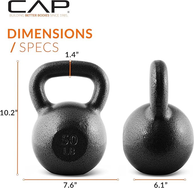 CAP Barbell Black Cast Iron Kettlebell Single or Set | 10-80 Lbs