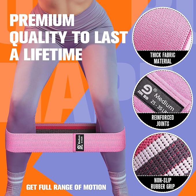Fabric Resistance Bands Set – Booty Bands for Legs & Glutes, 3 Resistance Levels, Non-Slip Workout Bands for Women & Men, Ideal for Yoga, Pilates, Fitness, and Home Workouts