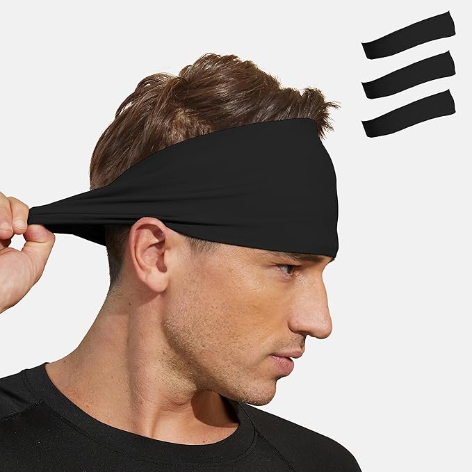 VIMPEP Tenacious Sports Headbands for Men Soft Feeling Non Silp Sweatband Workout Headband for Running,Cycling,Basketball,Tennis,Yoga Fitness Stretchy Quick-Dry Hairband for Unisex (3/4/6 Pack)
