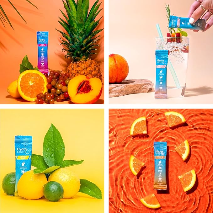 HydroMATE Electrolyte Powder Variety Pack Bulk Hydration Packets Low Sugar 90 Count