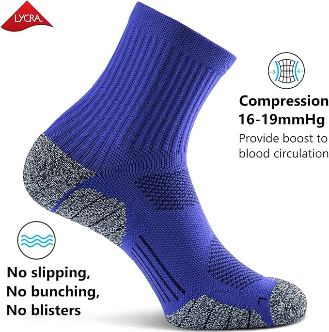 CWVLC Cushioned Compression Sport Quarter Socks for Men Women Youth