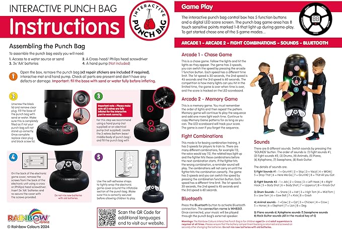 Inflatable Punching Bag for Kids - An Interactive Punching Bag With Several Game Modes - Inflatable Toys and Boxing Toys for Sporty Children; Perfect Kids Games and Presents for Children