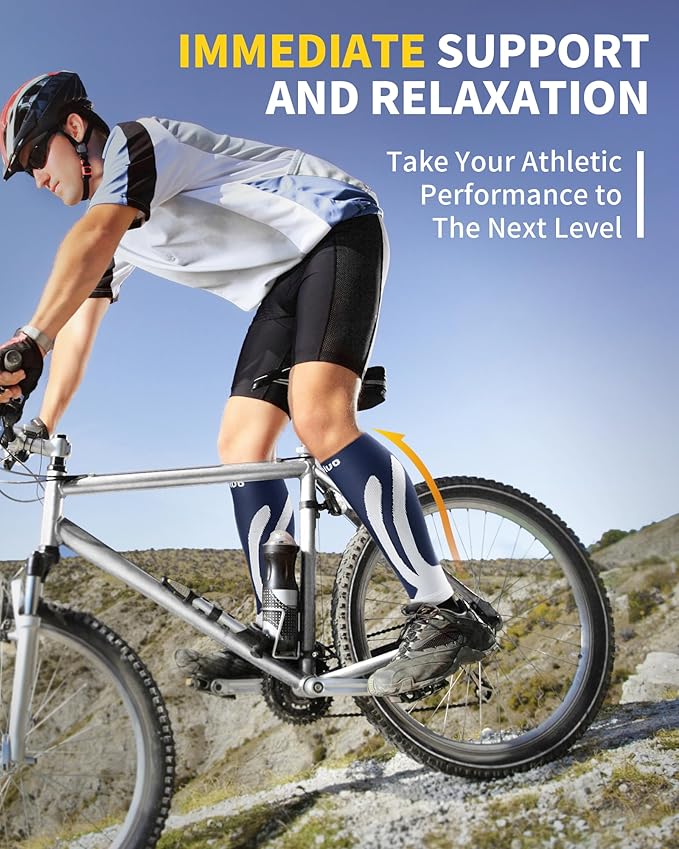 CAMBIVO 3 Pairs Calf Compression Sleeves for Men & Women – Footless Compression Socks for Shin Splints, Pain Relief, Varicose Veins – Leg Support for Running, Travel, Fitness, Nursing