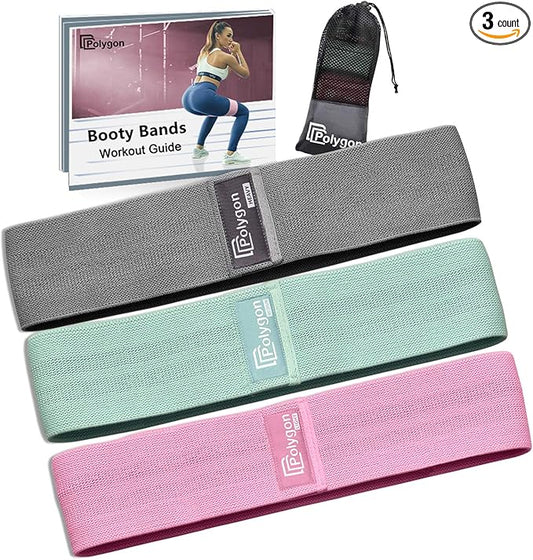 Polygon Resistance Bands for Working Out, Non-Slip Fabric Booty Bands for Women and Men, Exercise Bands for Legs and Butt, Glute & Hip Workout, Pilates & Home Fitness