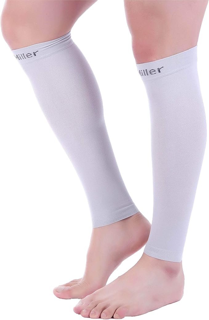 Doc Miller Compression Calf Sleeve for Men & Women, Premium Medical Grade, 15-20mmHg Graduated Support for Running, Calf Tear, Shin Splints, Knee High, Calf Sleeves, 1 Pair