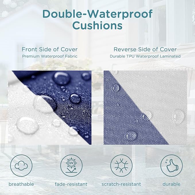 Codi Outdoor Bench Cushion 36 inch, Double Waterproof Patio Furniture Cushions Replacement for Swing, Porch, Couch, 36x18x3'', Breton Stripes