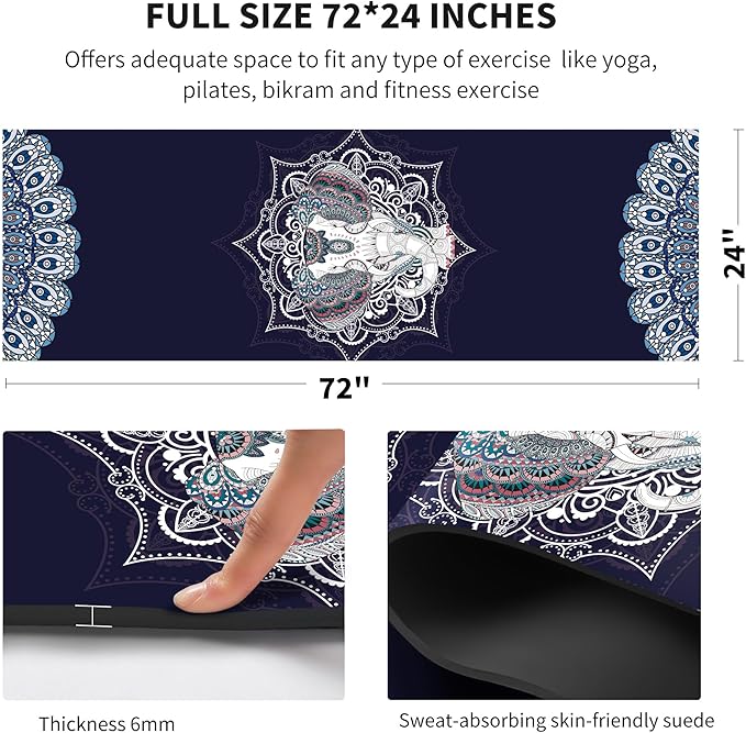 nuveti Yoga Mat Print Extra Thick TPE Non Slip Fitness Exercise Mat with Carrying Bag,72"x24" Extra Thick 6MM Exercise & Workout Mat for Yoga, Pilates Fitness and Floor Exercises