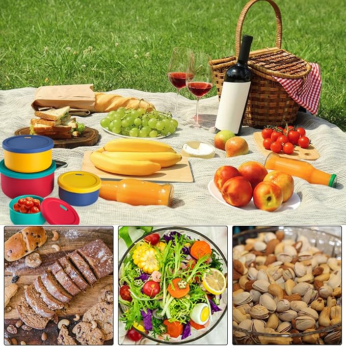 KSENDALO 4-Piece Silicone Food Storage Container Set with Lids (1300mL to 252mL) – Reusable, Leak-Proof for Meal Prep, Lunch, Travel & Camping-Purple