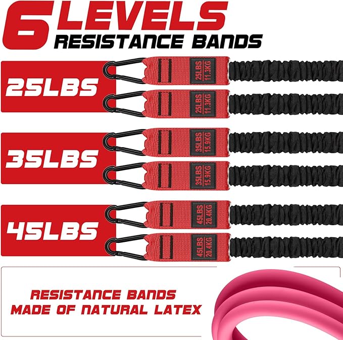 Pilates Bar Kit with Resistance Bands for Working Out, 210lbs Heavy Resistance Bands with Handles, Pilates Equipment with Resistance Band Bar for Men Women, at Home Gym Full Body Workout Equipment