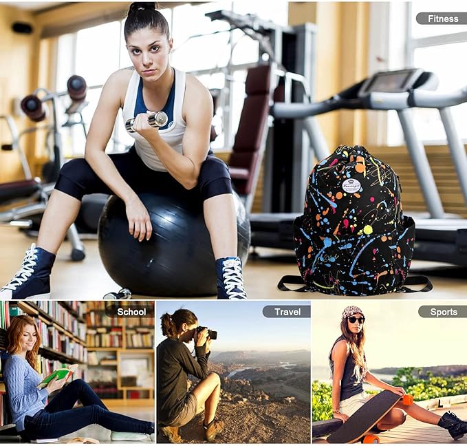 HUA ANGEL Drawstring Backpack Bag, Sport Gym Sackpack Lightweight Small Gym Bag for Men Women Pull String Sport Beach Bag