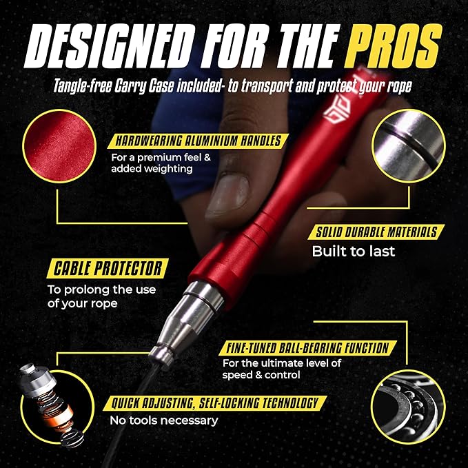 Titan Armour® Speed Rope - Professional Self-Locking & Adjustable, Adult Speed Jump Rope | 2 x Steel Ropes, Cable Protector & Travel Case | Jump Rope Crossfit, Boxing, Fitness MMA for Men & Women