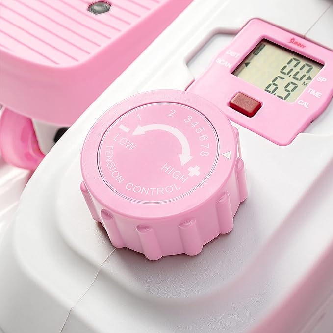 Sunny Health & Fitness Sitting Under Desk Pedal Exerciser, Portable Training Machine for Senior Exercise, Home Workout Elliptical & Bike, Optional Free SunnyFit App Connection, Motorized, or in Pink