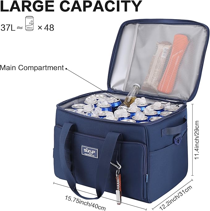 SUNUP 48 Cans Soft Sided Insulated Cooler Bag, Collapsible Large Ice Chest, Portable Leak-Proof Cooler for Travel, Camping, Beach, Grocery