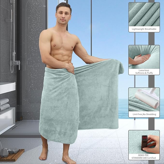 Extra Large Bath Sheet 4 Piece (35"x70")-Ultra Soft Oversized Bath Towel,Bath Sheet Towel Set for Bathroom Hotel,Ultra Highly Absorbent Quick Dry Shower Towel Set for Adults,Bathroom Towel-Aqua