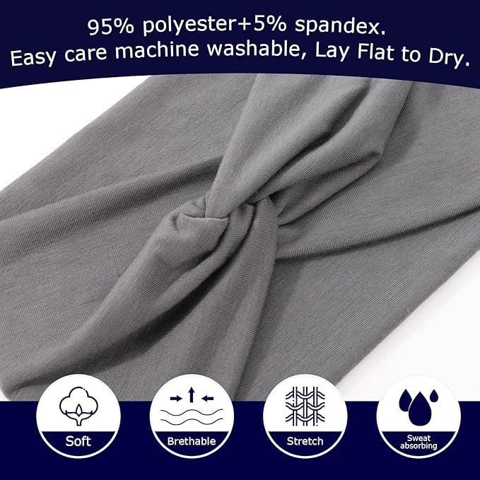 DRESHOW 8 Pack Turban Headbands for Women Wide Vintage Head Wraps Knotted Cute Hair Band Accessories, 0.2 pounds