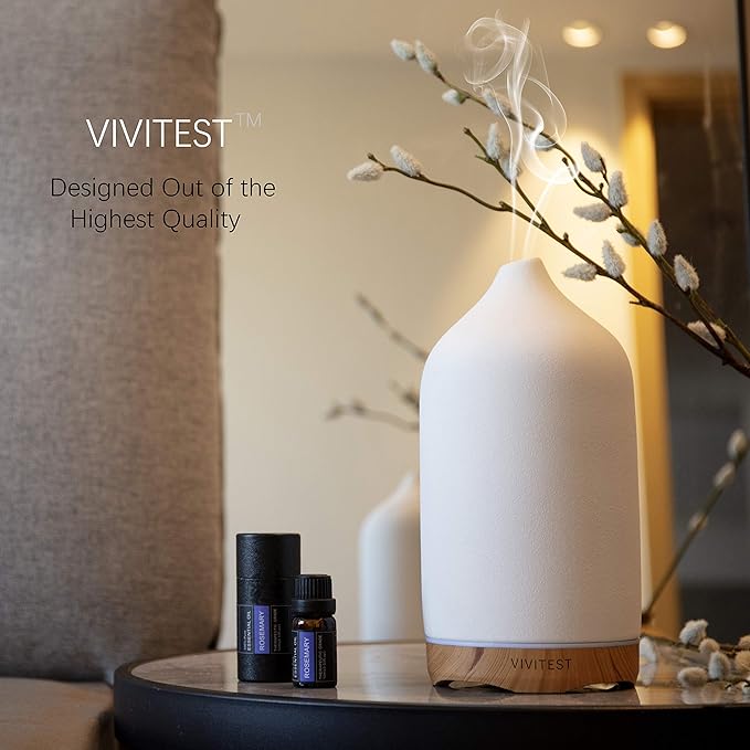 VIVITEST Aromatherapy Diffuser,250ML Ceramic Ultrasonic Essential Oil Diffuser for Aromatherapy (250ML)