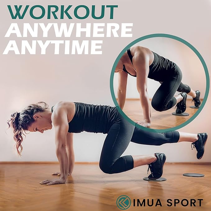 Core Sliders Dual-Sided Sliders for Working Out on Carpet and Hardwood Floors, Light and Compact - Workout Guide Included (2-Pack)