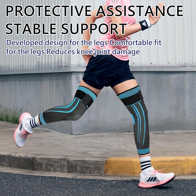 Full Leg Compression Sleeves 2 Pack Long Knee Support for Men and Women for ACJ, Meniscus Tear, Arthritis