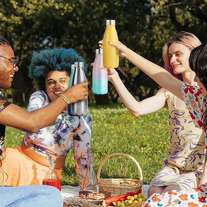 Insulated Water Bottle,12oz Stainless Steel Water Bottles with straw lid, Metal Sports Water Bottles for Boys,Girls, Double Wall Vacuum BPA-Free Flask for School, Sports & Travel-Turquoise