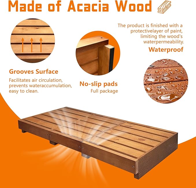 Outdoor Steps 3.5'' Height, Wooden Step Platform 35” Length, Step Stool with Non Slip Pads, Wooden Platform, Step for Outside, Wooden Platform for Bathroom, Kitchen, Bed(Oak)