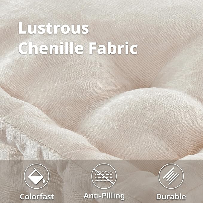 Intelligent Design Azza Large Cushion/Pouf, 24" W x 24" L x 5" H, Square Ivory with Handle