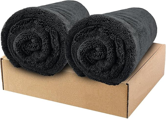 2-Pack Double Sided Car Drying Towel(28"x36"),1600 GSM Super Absorbent Microfiber Drying Towels for Cars,Streak-Free,Scratch-Free,No Water Spots,Machine Washable