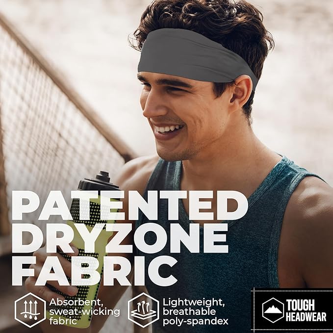 Tough Headwear Sport Headbands for Men - Workout Headbands for Women - Running Headband -Tennis Athletic Sweatband