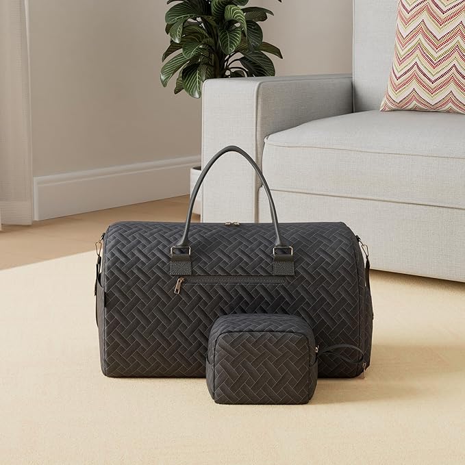 Duffle Bag for Travel, Weekender Bag with Shoe Compartment, Carry On Overnight Bag for Women with Toiletry Bag, Gym Bag with Wet Pocket, Hospital Bags for Labor and Delivery Beige