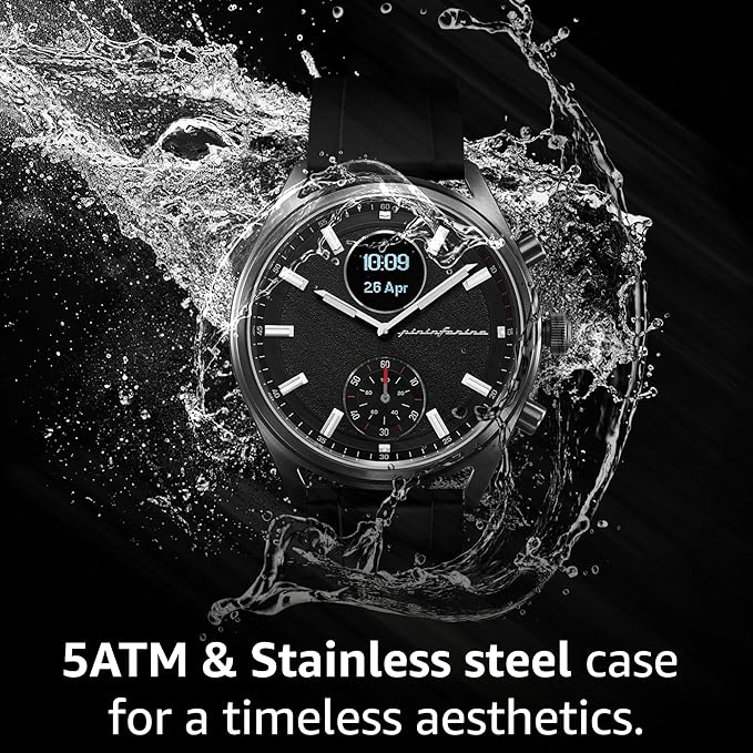 pininfarina Sport Sintesi Smart Watch, Heart Rate Monitoring, Fitness Tracker, FKM Strap, Sleep Monitoring, GPS Tracker, 30-Day Battery Life, Android & Apple Compatible