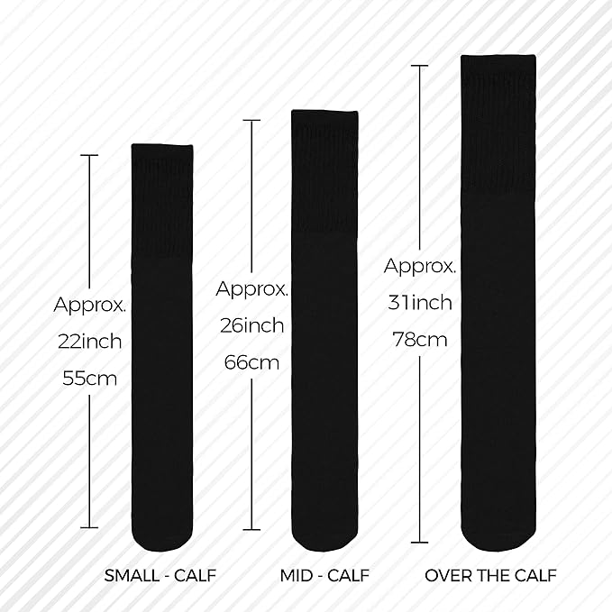 Diamond Star Men's 6 Pack Athletic Tube Socks Running Sports OVER THE CALF Full Cushioned Premium Soft Cotton Big and Tall