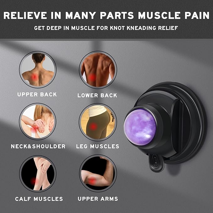 Mountable Massage Ball Roller,Back Neck Massager Wall Mount,Trigger Point Ball for Full Body Sore Muscle Recovery,Knots,Myofascial Release and Massage Therapy