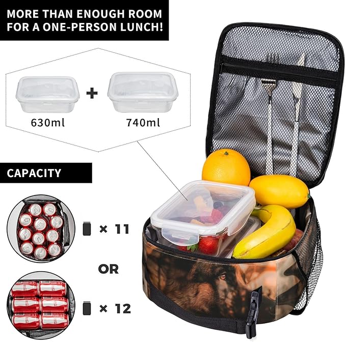 Insulated Lunch Box for Women Men, German Shepherd Lunch Box Reusable Portable Lunch Bag Cooler Tote Waterproof Lunch Container for Office Picnic Work Travel Hiking