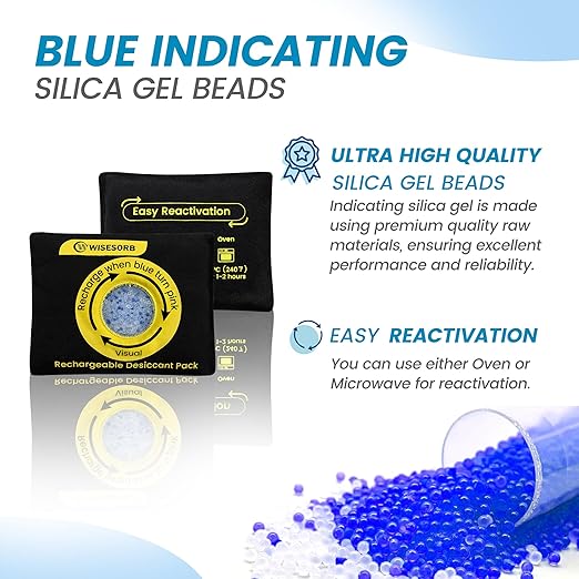 200g Reusable Silica Gel Desiccant, Color Indicating Rechargeable Desiccant Packs for Storage, Moisture Absorbers for Storage, Gun Safes, Suitcases, 3D Filaments, Electronics, Car[3 Pack]