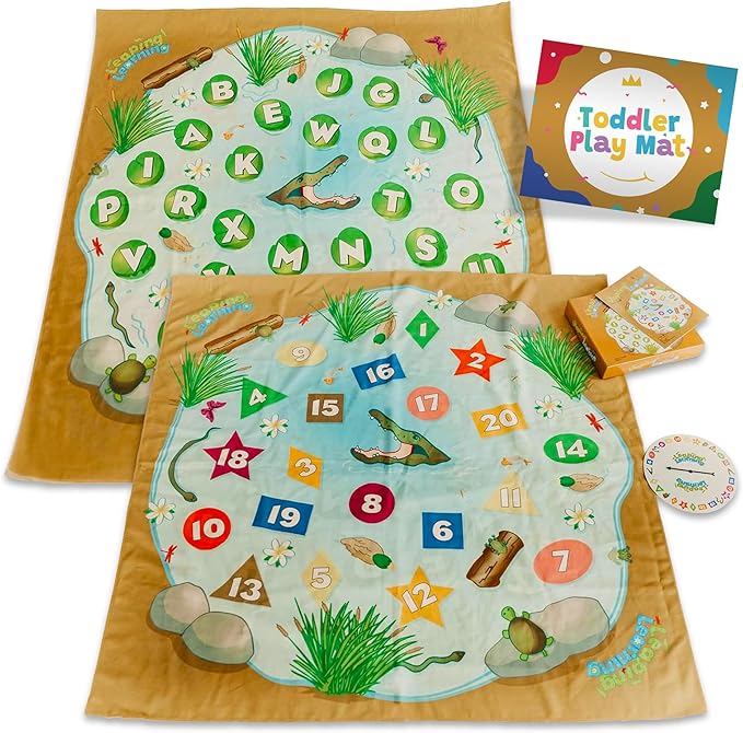 Interactive Play Mat - Toys & Games for Numbers, Colors, Shape & ABC Learning for Toddlers, Educational Toys for 3 Year Olds & Up, Sit and Spin Toddler Puzzles with Phonic Sounds
