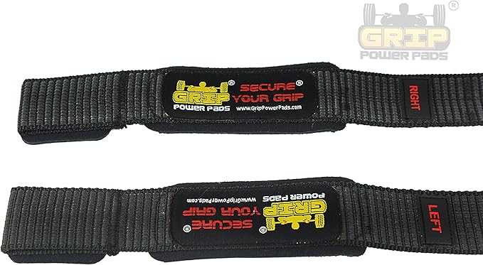 Heavy Duty Lifting Straps Neoprene Padded 1 Pair Wrist Wraps & Rubbery Grip Support Straps with Cotton Coated Rubber on One Side