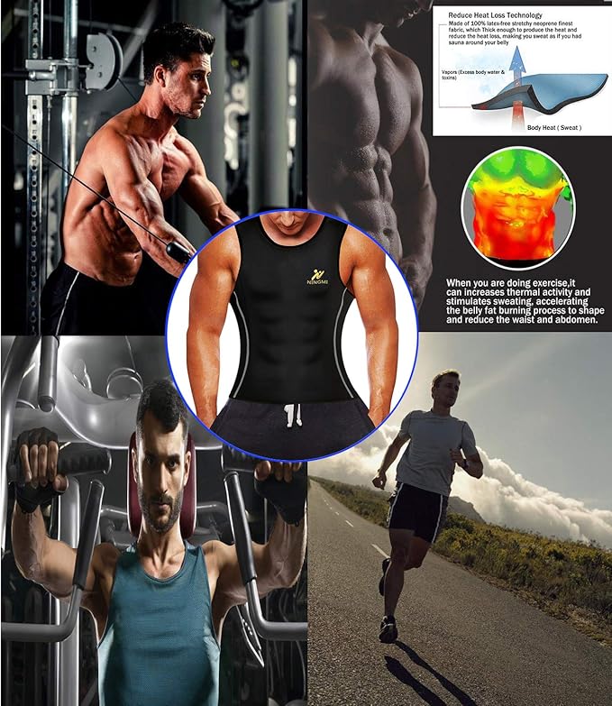 Sweat Vest for Men Neoprene Waist Trainer Tank Weighted Vest Waist Trimmer Sauna Suit Running Vest