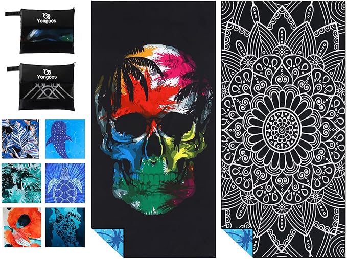 2 Pack Microfiber Lightweight Thin Beach Towel Sand Free Quick Dry Super Absorbent Large Towels for Swimming Pool Yoga Gym Travel Vacation Beach Accessories Essentials for Adults