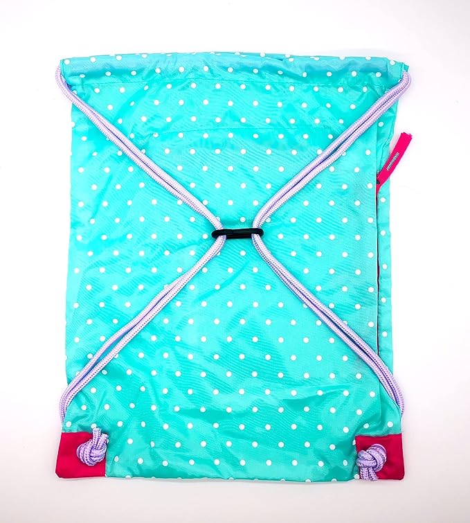 Girls Drawstring Dance Bag,Gym Sport Drawstring Bag,Dance Ballet Shoe Bag (Ice Green- Purple)